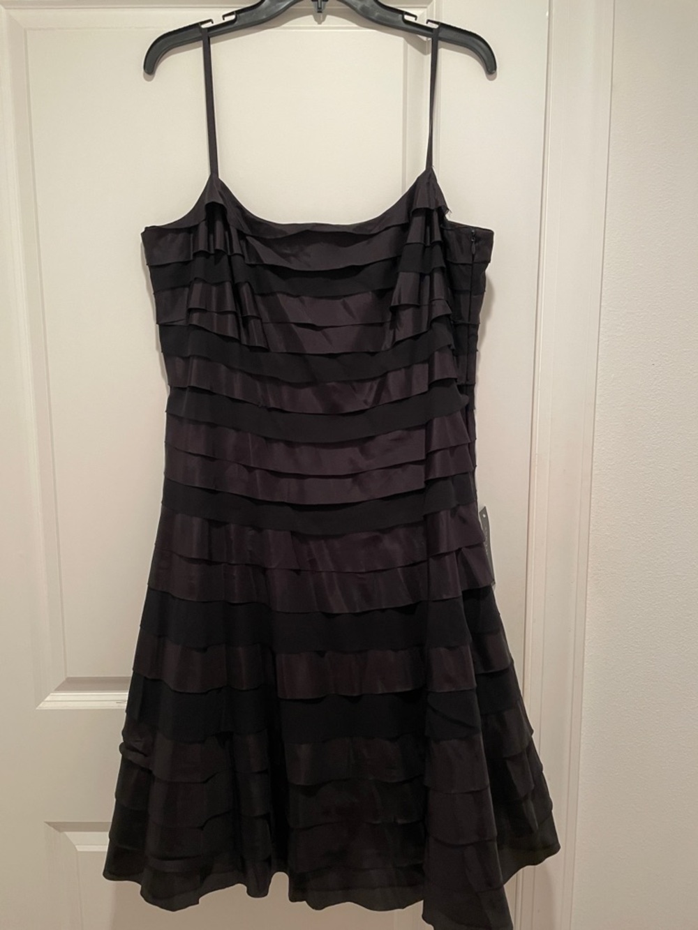 Black Tiered Spaghetti-Strap Dress - Women's 100% Silk